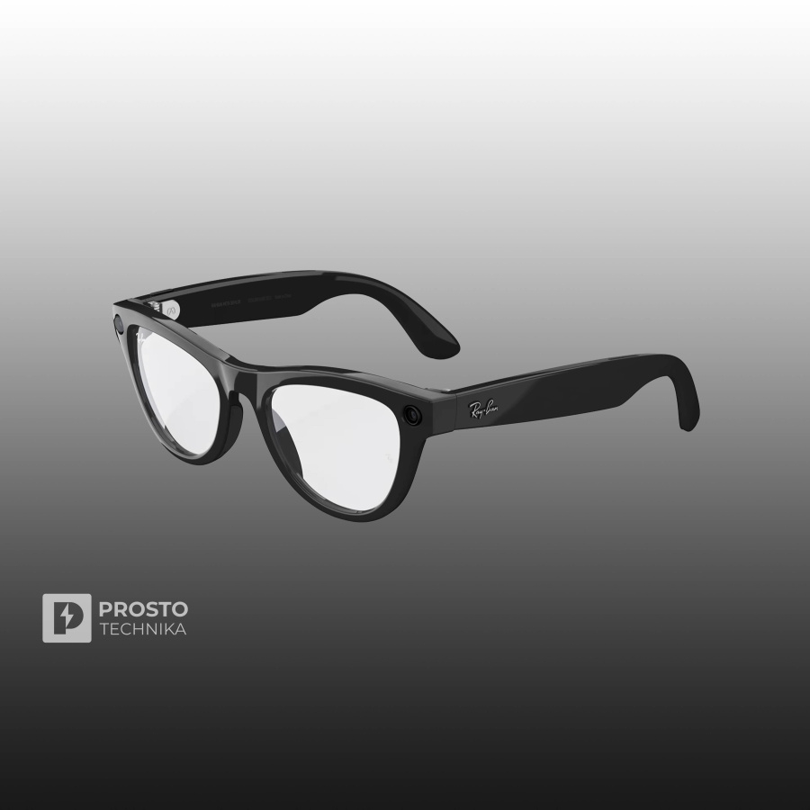 Ray-Ban Skyler (Gen 1) Глянцевый Чёрный с Прозрачно-Голубыми линзами